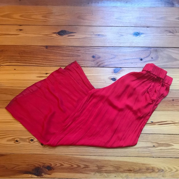 Zara Trafaluc Red Flowy Wide Leg Pants, EUC, S - Picture 12 of 12
